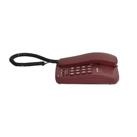 Beetel B15 Corded Landline Phone,Ringer Volume Control,LED Ring Indication,Wall/Desk Mountable,Bold Buttons Design,Clear Call Quality,Mute/Pause/Flash/Redial Function (Made in India)(Dark Red)(B15)
