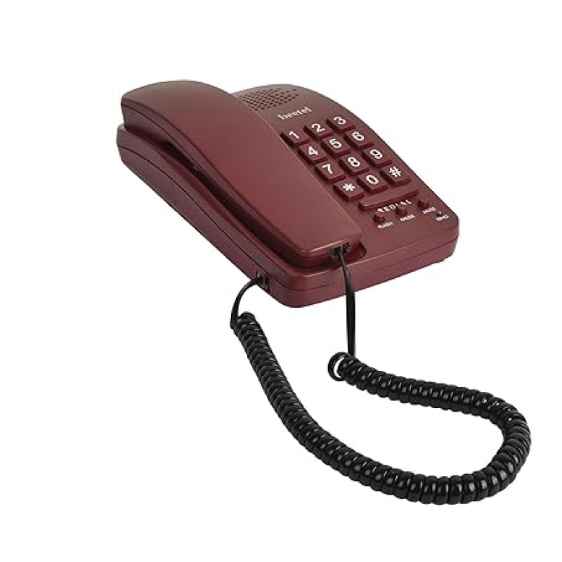 Beetel B15 Corded Landline Phone,Ringer Volume Control,LED Ring Indication,Wall/Desk Mountable,Bold Buttons Design,Clear Call Quality,Mute/Pause/Flash/Redial Function (Made in India)(Dark Red)(B15)