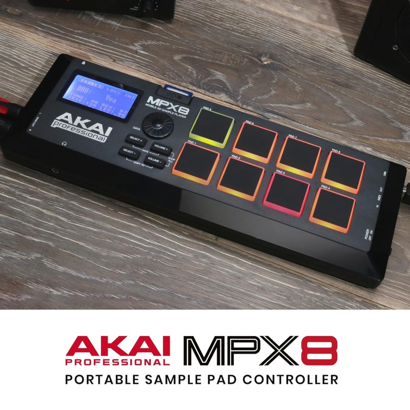 Akai Professional MPX8 |Portable Sample Pad Controller with Velocity-Sensitive Pads, MIDI Connectivi Akai Professional MPX8 |Portable Sample Pad Controller with Velocity-Sensitive Pads, MIDI Connectivi