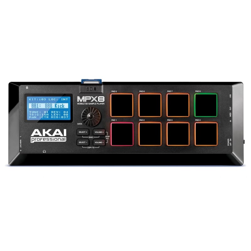 Akai Professional MPX8 |Portable Sample Pad Controller with Velocity-Sensitive Pads, MIDI Connectivi Akai Professional MPX8 |Portable Sample Pad Controller with Velocity-Sensitive Pads, MIDI Connectivi