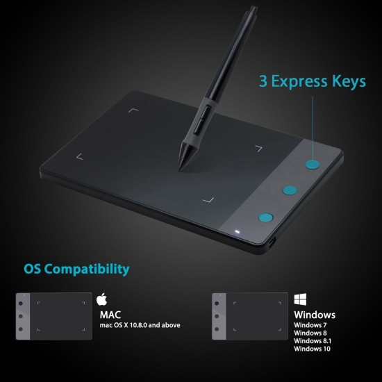 HUION H420 OSU Graphics Drawing Tablet Signature Pad with Digital Stylus and 3 Express Keys Digital Tablet for Windows Mac OS