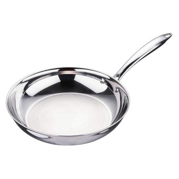 BERGNER Argent TriPly 20 cm Frypan/Steel Pan, Scratch Resistant, for Spice Tempering/Seasoning, Stay Cool Long Handle, Mirror Finish, Induction Ready, 