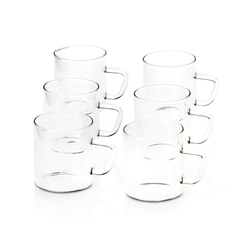 Borosil Vision 6 Pcs Tea n Coffee Borosillicate Glass 190 ml Classic Mug Set | Microwave Safe, Scratch Resistance, Lightweight | for Chai, Green Tea, Milk | Transparent Borosil Vision 6 Pcs Tea n Coffee Borosillicate Glass 190 ml Classic Mug Set | Microwave Safe, Scratch Resistance, Lightweight | for Chai, Green Tea, Milk | Transparent