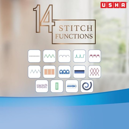 Usha Janome Dream Stitch Automatic Zig-Zag Electric Sewing Machine (White and Blue)