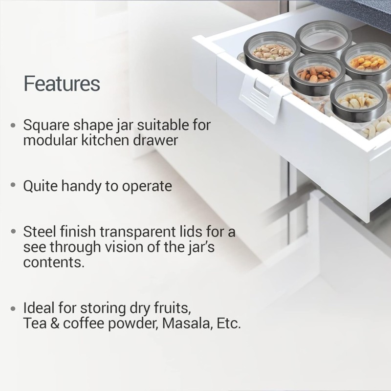 Treo by Milton Cube Storage Glass Jar, 800 ml, Transparent, BPA Free, Kitchen Storage Organizer, Modular, Multipurpose Spice Jars Treo by Milton Cube Storage Glass Jar, 800 ml, Transparent, BPA Free, Kitchen Storage Organizer, Modular, Multipurpose Spice Jars