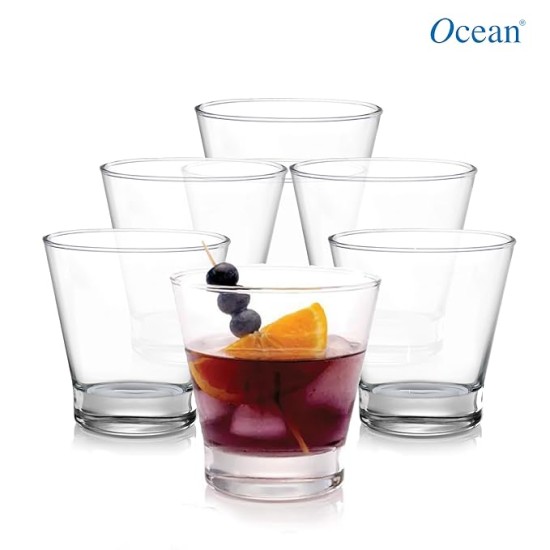Ocean Glass Studio Rock Tumbler Set - 6 Pieces, 345ml, Transparent | Stylish and Durable Glassware for Water, Juice Mojito, Cocktails, Other Beverages | Perfect for Home Parties, Bars or Restaurants.