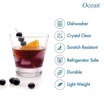 Ocean Glass Studio Rock Tumbler Set - 6 Pieces, 345ml, Transparent | Stylish and Durable Glassware for Water, Juice Mojito, Cocktails, Other Beverages | Perfect for Home Parties, Bars or Restaurants.