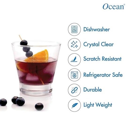Ocean Glass Studio Rock Tumbler Set - 6 Pieces, 345ml, Transparent | Stylish and Durable Glassware for Water, Juice Mojito, Cocktails, Other Beverages | Perfect for Home Parties, Bars or Restaurants.