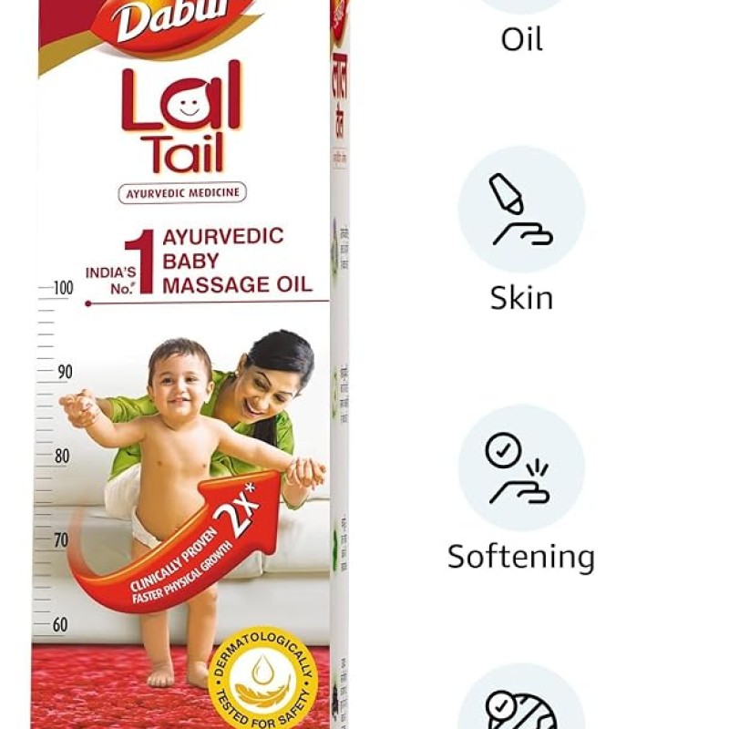 Dabur Lal Tail : Ayurvedic Baby Massage Oil 500Ml|Clinically Tested 2X Faster Physical Growth For Stronger Bones And Muscles