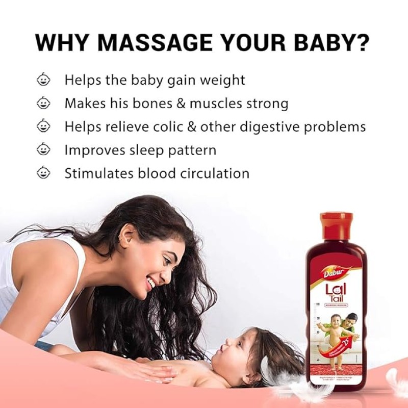 Dabur Lal Tail : Ayurvedic Baby Massage Oil 500Ml|Clinically Tested 2X Faster Physical Growth For Stronger Bones And Muscles