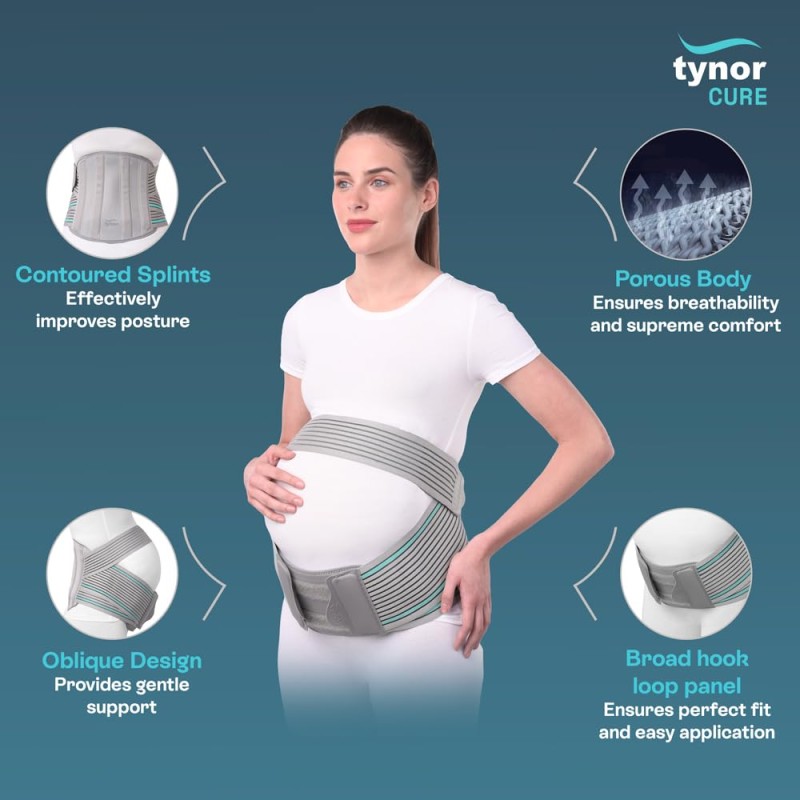 Tynor Pregnancy Back Support, Grey, Medium, 1 Unit Tynor Pregnancy Back Support, Grey, Medium, 1 Unit