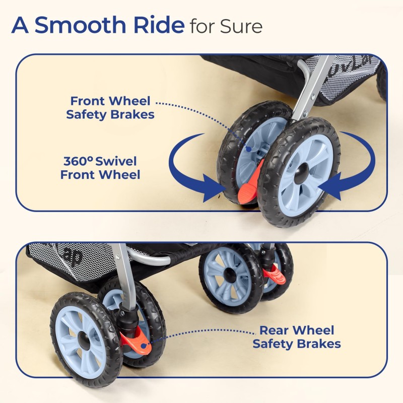 LuvLap Sunshine Baby Stroller/Pram for 0 to 3 Years, New Born/Toddler/Kid, 5 Point Safety Harness, Adjustable backrest, 360� Swivel Wheel, Large Storage Basket, Reversible Handlebar(Navy Blue) LuvLap Sunshine Baby Stroller/Pram for 0 to 3 Years, New Born/Toddler/Kid, 5 Point Safety Harness, Adjustable backrest, 360� Swivel Wheel, Large Storage Basket, Reversible Handlebar(Navy Blue)