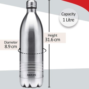 Milton Duo DLX 1000 Thermosteel 24 Hours Hot and Cold Water Bottle, 1 Litre, Silver Milton Duo DLX 1000 Thermosteel 24 Hours Hot and Cold Water Bottle, 1 Litre, Silver
