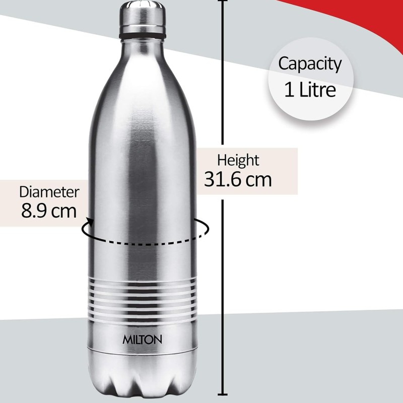 Milton Duo DLX 1000 Thermosteel 24 Hours Hot and Cold Water Bottle, 1 Litre, Silver Milton Duo DLX 1000 Thermosteel 24 Hours Hot and Cold Water Bottle, 1 Litre, Silver