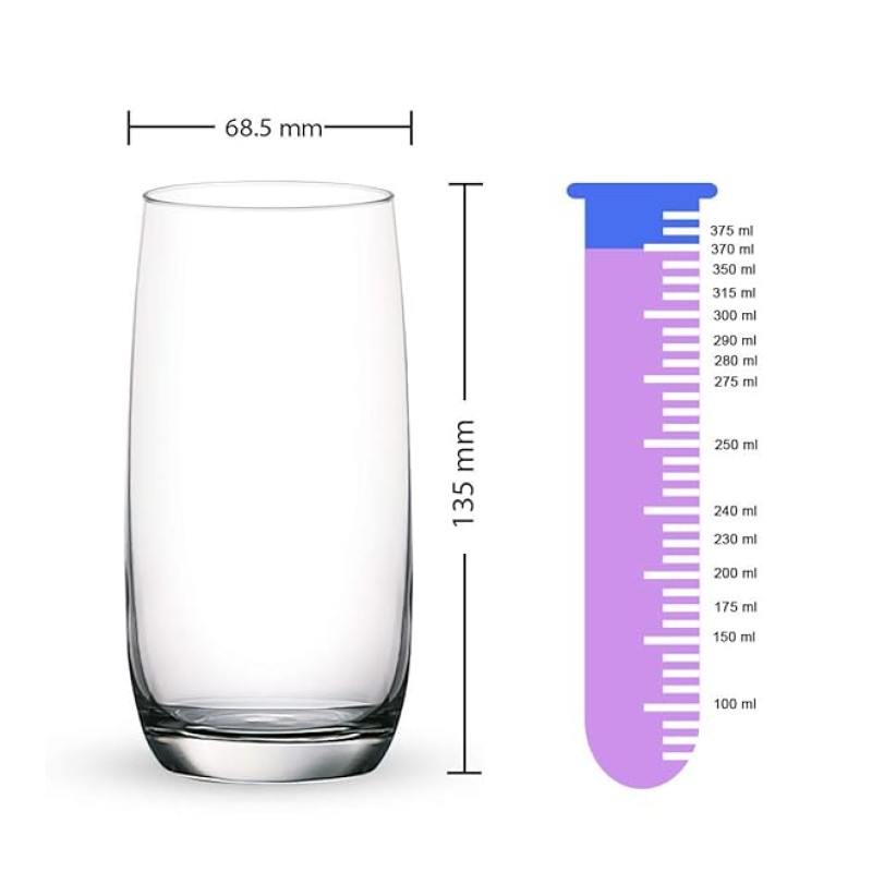 Ocean Ivory Hi Ball whiskey Glass Set, 370ml, Set of 6, Transparent Ocean Ivory Hi Ball whiskey Glass Set, 370ml, Set of 6, Transparent