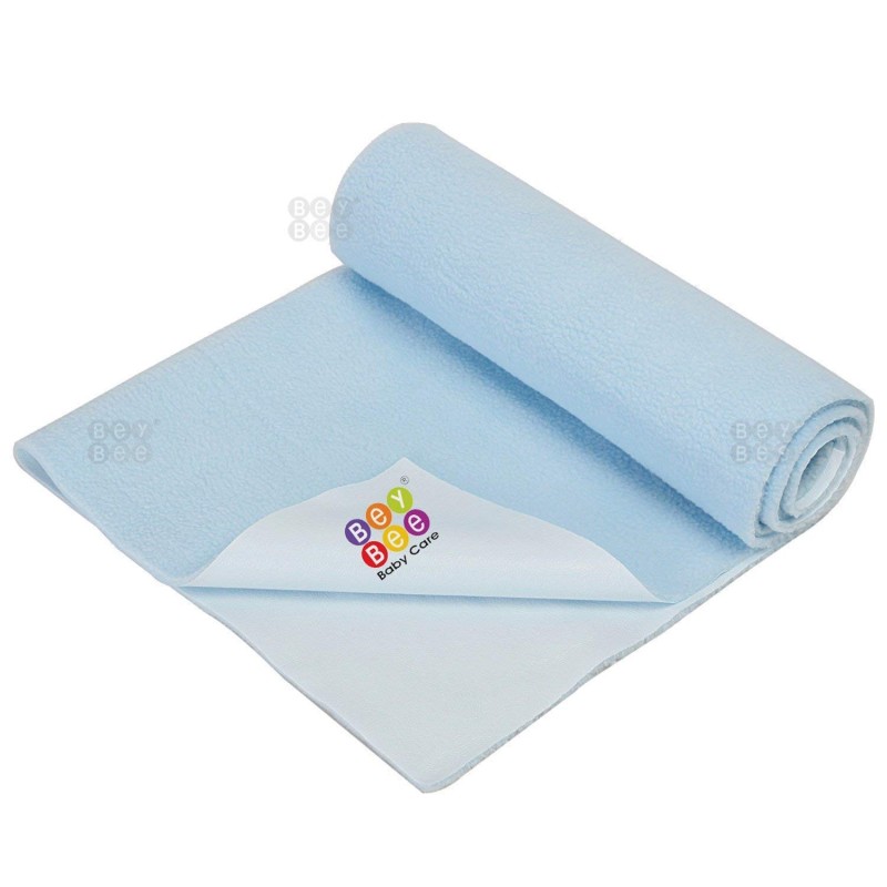 BeyBee Waterproof Quick Dry Sheet for Baby| Bed Pad Anti-Piling Fleece Extra Absorbent Washable Matress Protector| Baby Bed Protector Sheet for Toddler Children, Medium Size, 100x70cm, Blue