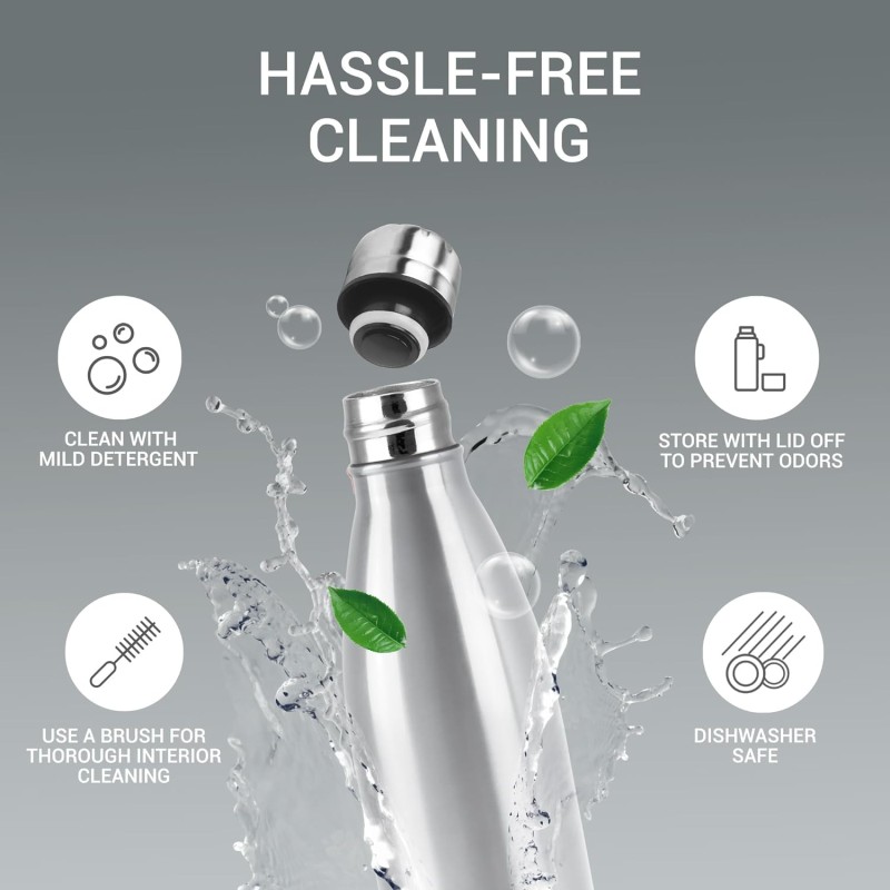 Duo DLX 500 Thermosteel Water Bottle 500 ml, 24 Hr Hot and Cold I Leak Proof Lid, ISI Certified I Vacuum Insulated I for Office, Gym, School I Silver Duo DLX 500 Thermosteel Water Bottle 500 ml, 24 Hr Hot and Cold I Leak Proof Lid, ISI Certified I Vacuum Insulated I for Office, Gym, School I Silver