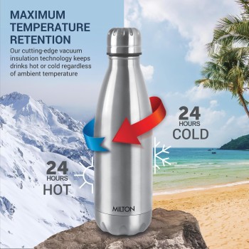 Duo DLX 500 Thermosteel Water Bottle 500 ml, 24 Hr Hot and Cold I Leak Proof Lid, ISI Certified I Vacuum Insulated I for Office, Gym, School I Silver Duo DLX 500 Thermosteel Water Bottle 500 ml, 24 Hr Hot and Cold I Leak Proof Lid, ISI Certified I Vacuum Insulated I for Office, Gym, School I Silver