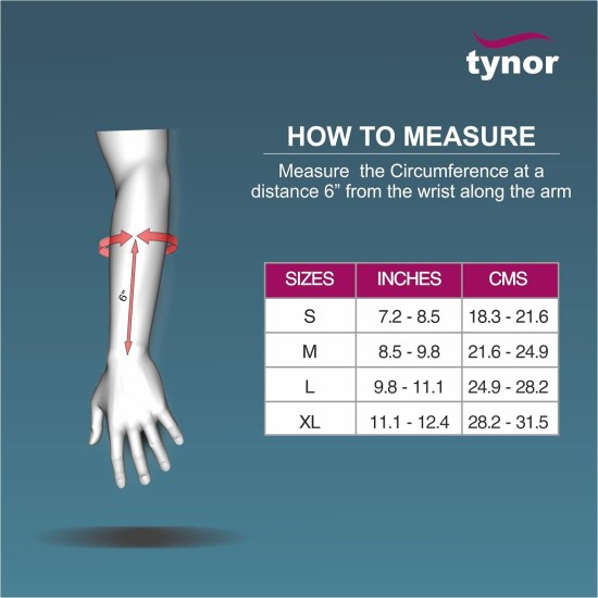 TYNOR Elastic Wrist Splint, Grey, Left, Large, 1 Unit