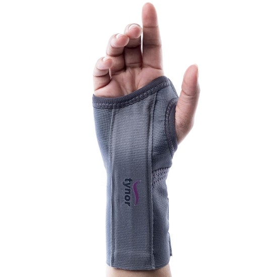 TYNOR Elastic Wrist Splint, Grey, Left, Large, 1 Unit