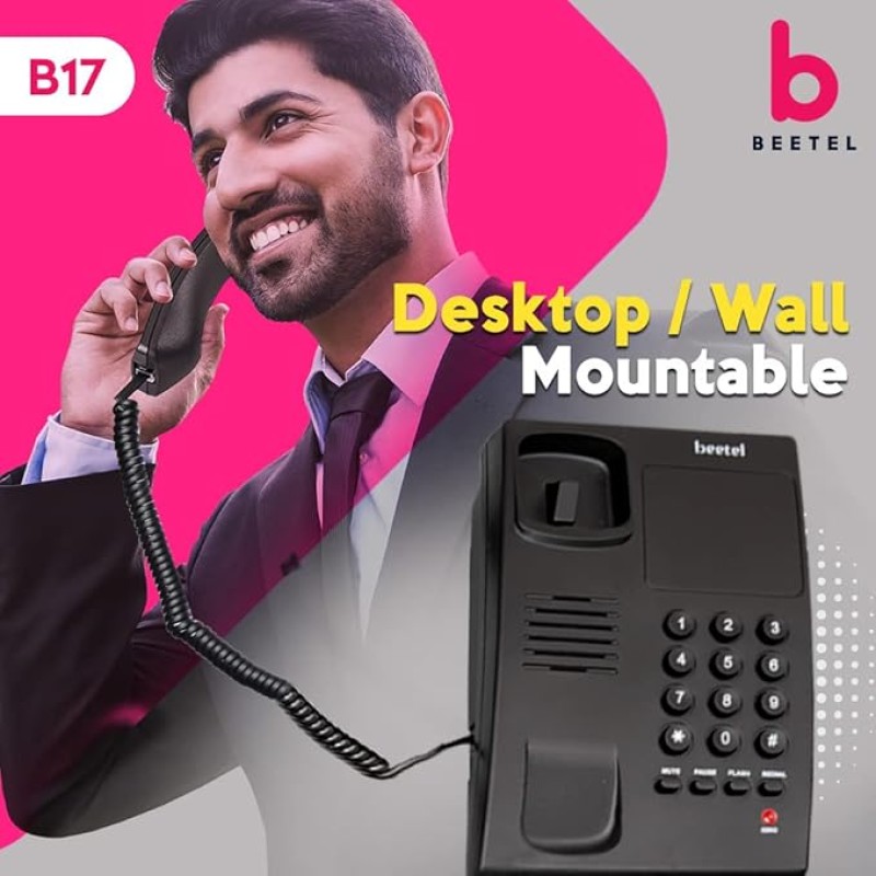 Beetel B17 Corded Landline Phone, Ringer Volume Control, LED for Ring Indication, Wall/Desk Mountable, Elegant Design,Clear Call Quality,Mute/Pause/Flash/Redial Function (Made in India) (Black)(B17) Beetel B17 Corded Landline Phone, Ringer Volume Control, LED for Ring Indication, Wall/Desk Mountable, Elegant Design,Clear Call Quality,Mute/Pause/Flash/Redial Function (Made in India) (Black)(B17)