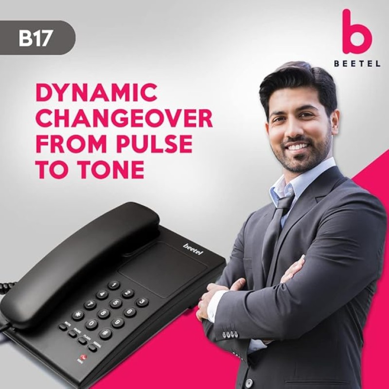 Beetel B17 Corded Landline Phone, Ringer Volume Control, LED for Ring Indication, Wall/Desk Mountable, Elegant Design,Clear Call Quality,Mute/Pause/Flash/Redial Function (Made in India) (Black)(B17) Beetel B17 Corded Landline Phone, Ringer Volume Control, LED for Ring Indication, Wall/Desk Mountable, Elegant Design,Clear Call Quality,Mute/Pause/Flash/Redial Function (Made in India) (Black)(B17)