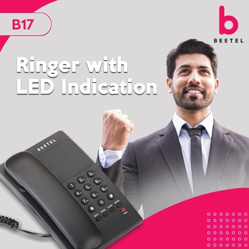 Beetel B17 Corded Landline Phone, Ringer Volume Control, LED for Ring Indication, Wall/Desk Mountable, Elegant Design,Clear Call Quality,Mute/Pause/Flash/Redial Function (Made in India) (Black)(B17) Beetel B17 Corded Landline Phone, Ringer Volume Control, LED for Ring Indication, Wall/Desk Mountable, Elegant Design,Clear Call Quality,Mute/Pause/Flash/Redial Function (Made in India) (Black)(B17)