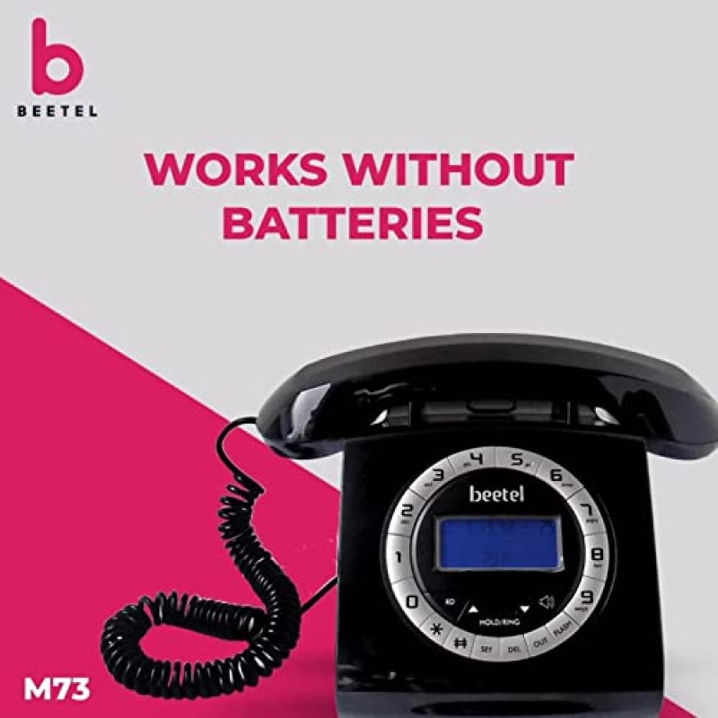 Beetel M73 Caller Id Corded Landline Phone with 16 Digit LCD Display, Retro Design, Alphanumeric Keypad, 2-Way Speaker Phone, Adjustable Ringer Volume (Black & White)(M73) Beetel M73 Caller Id Corded Landline Phone with 16 Digit LCD Display, Retro Design, Alphanumeric Keypad, 2-Way Speaker Phone, Adjustable Ringer Volume (Black & White)(M73)