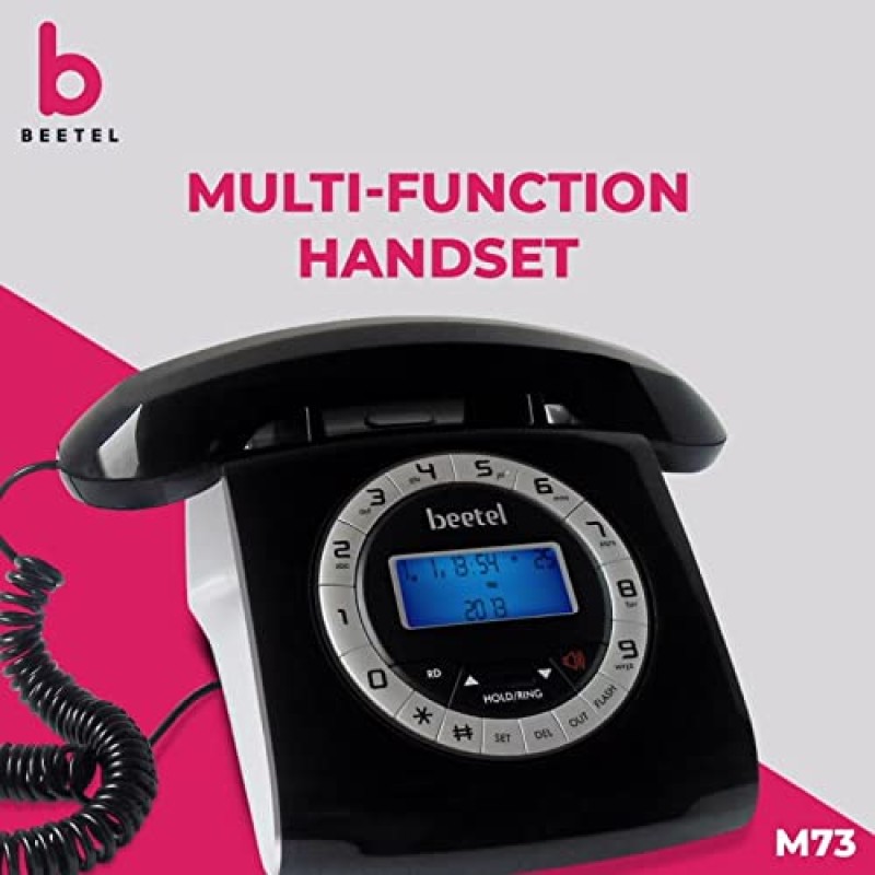 Beetel M73 Caller Id Corded Landline Phone with 16 Digit LCD Display, Retro Design, Alphanumeric Keypad, 2-Way Speaker Phone, Adjustable Ringer Volume (Black & White)(M73) Beetel M73 Caller Id Corded Landline Phone with 16 Digit LCD Display, Retro Design, Alphanumeric Keypad, 2-Way Speaker Phone, Adjustable Ringer Volume (Black & White)(M73)