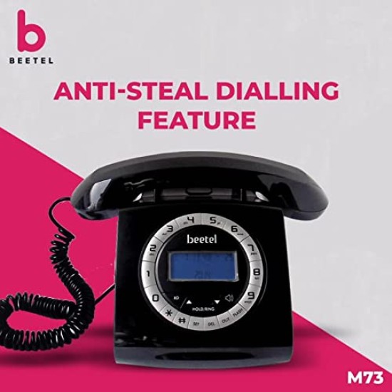 Beetel M73 Caller Id Corded Landline Phone with 16 Digit LCD Display, Retro Design, Alphanumeric Keypad, 2-Way Speaker Phone, Adjustable Ringer Volume (Black & White)(M73) Beetel M73 Caller Id Corded Landline Phone with 16 Digit LCD Display, Retro Design, Alphanumeric Keypad, 2-Way Speaker Phone, Adjustable Ringer Volume (Black & White)(M73)