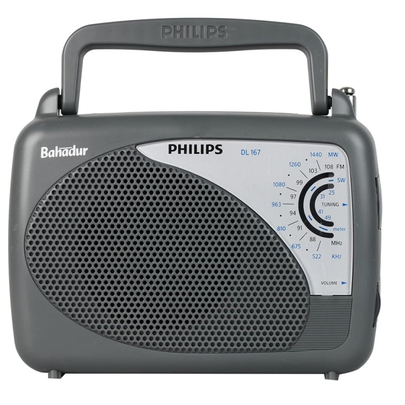 Philips Radio DL167/94 with MW/SW/FM Bands, 2xR20 (UM1),External 3V DC
