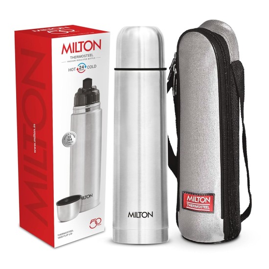 Milton Thermosteel Flip Lid Flask, 1000 milliliters, Silver