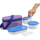 MILTON Double Decker Plastic Lunch Box with Insulated Jacket, 3 Containers (450 ml, 280 ml, 280 ml), Microwavable & Leak-Proof Tiffin for Office, School, College, Purple