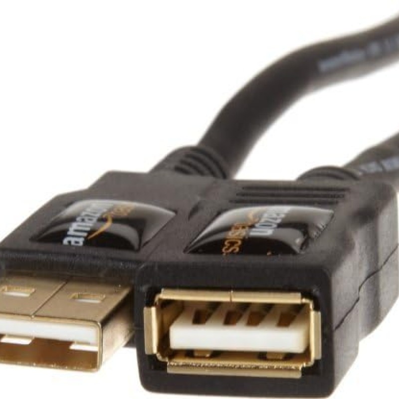 (Refurbished) Amazon Basics USB-A 2.0 Extension Cable, Male to Female, 480Mbps Transfer Speed, 6.5 Foot, Black