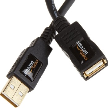 (Refurbished) Amazon Basics USB-A 2.0 Extension Cable, Male to Female, 480Mbps Transfer Speed, 6.5 Foot, Black