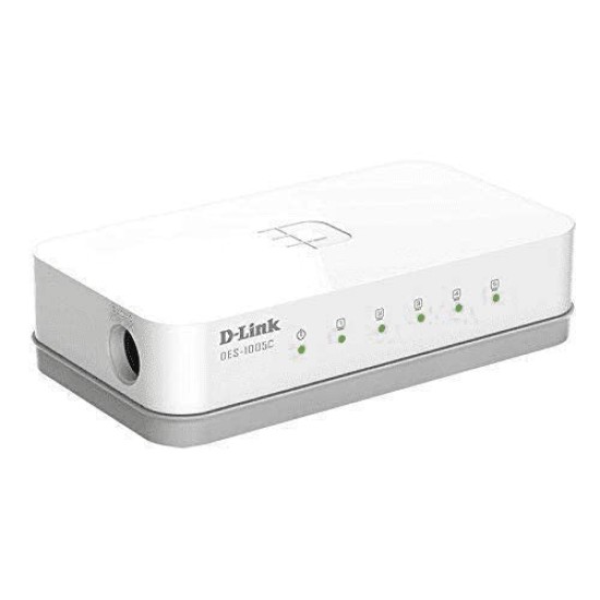 D-Link DES-1005C 5-Port 10/100 Mbps Unmanaged Switch, white