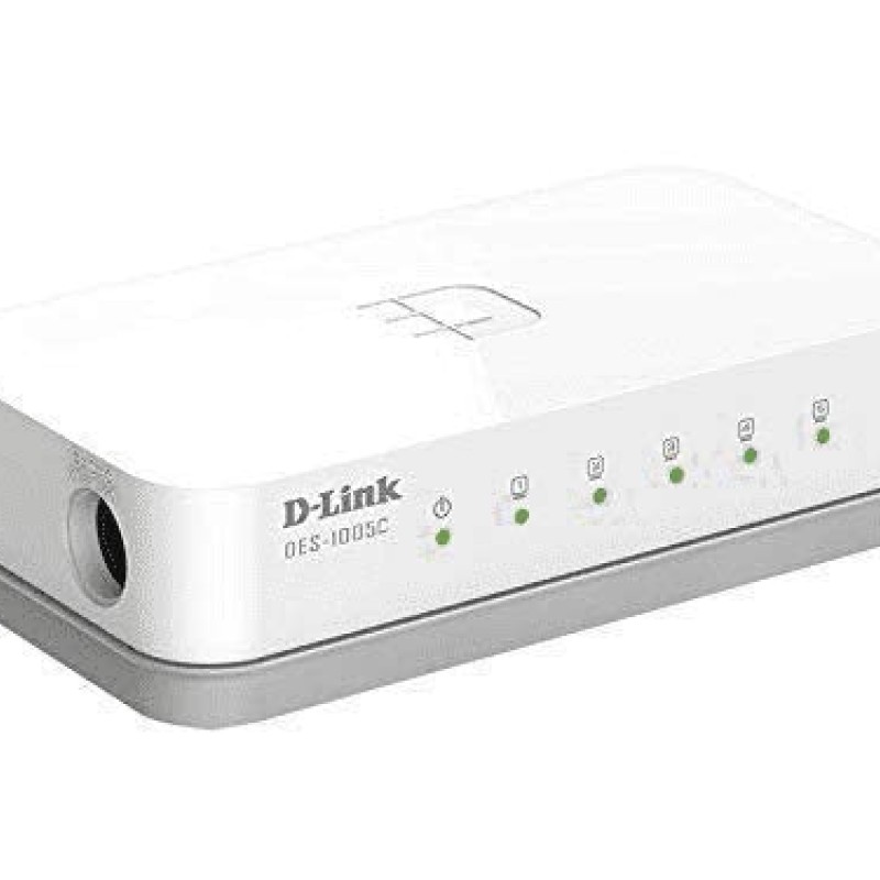 D-Link DES-1005C 5-Port 10/100 Mbps Unmanaged Switch, white