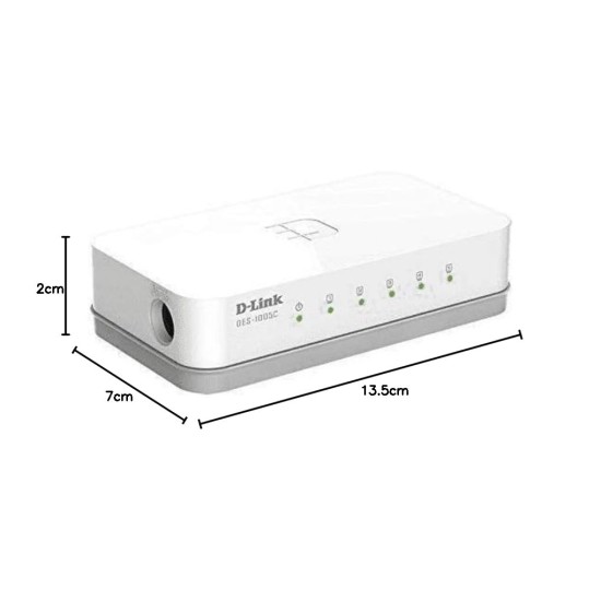 D-Link DES-1005C 5-Port 10/100 Mbps Unmanaged Switch, white