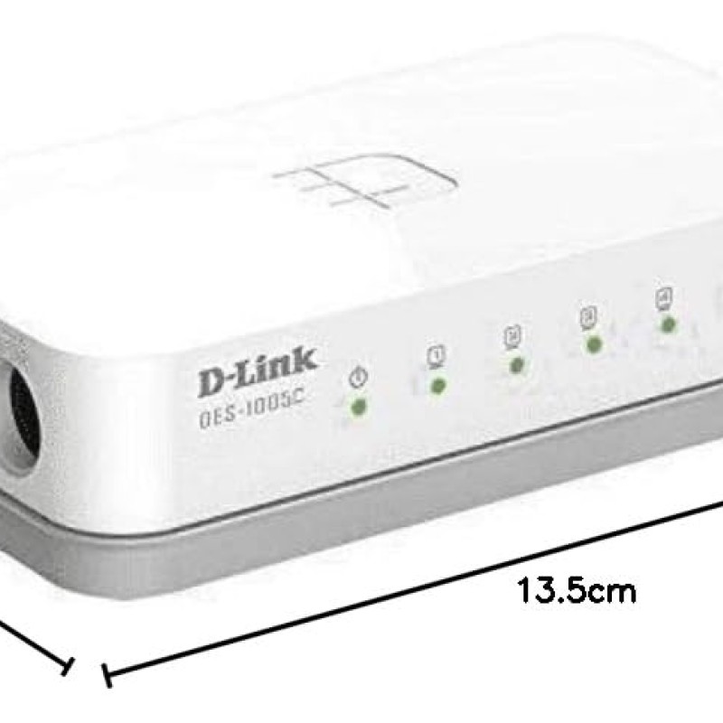 D-Link DES-1005C 5-Port 10/100 Mbps Unmanaged Switch, white