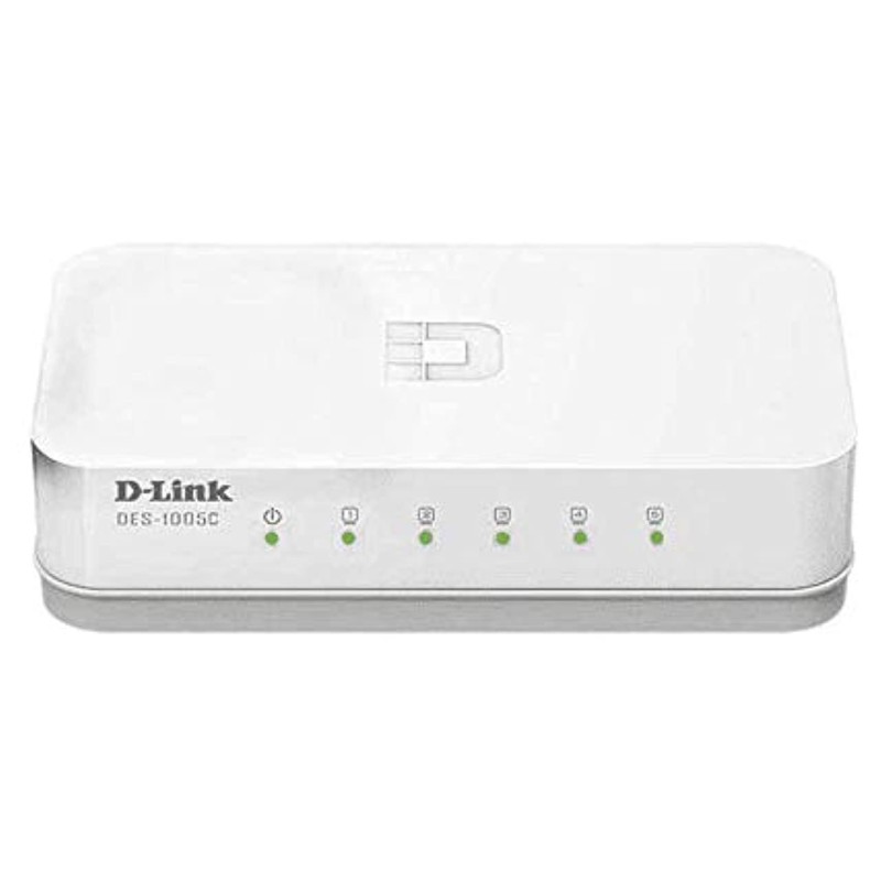 D-Link DES-1005C 5-Port 10/100 Mbps Unmanaged Switch, white