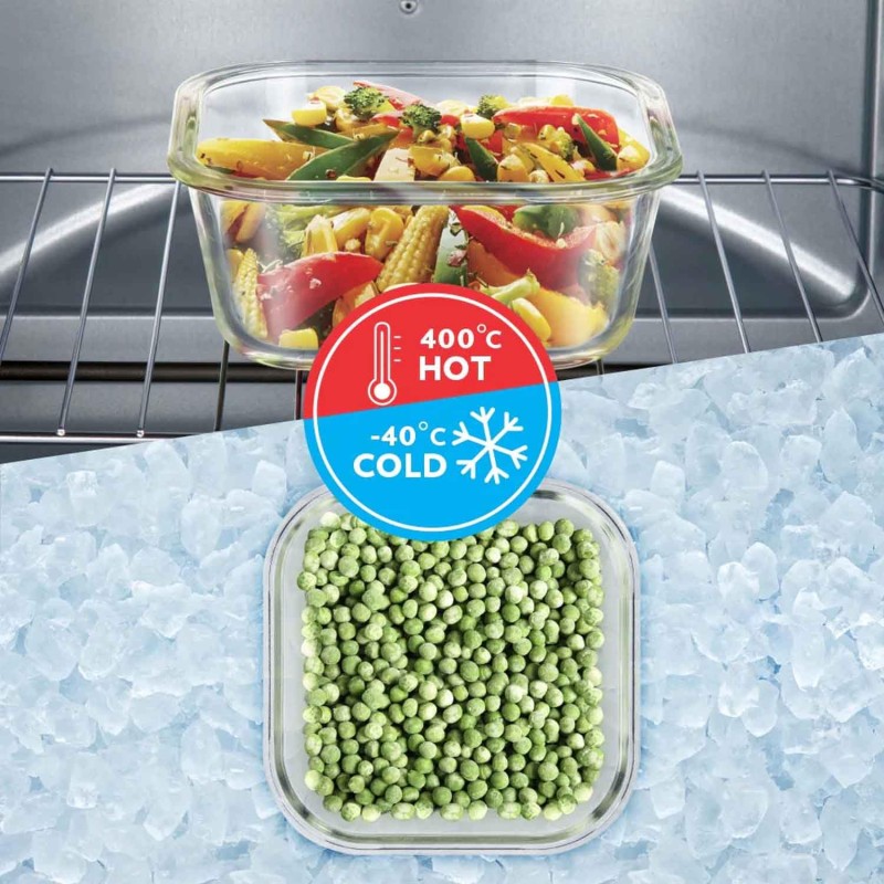 Borosil Klip N Store Glass Storage Container For Kitchen With Air-Tight Lid, Microwave & Oven Safe, Square, 320 ml, Clear Borosil Klip N Store Glass Storage Container For Kitchen With Air-Tight Lid, Microwave & Oven Safe, Square, 320 ml, Clear