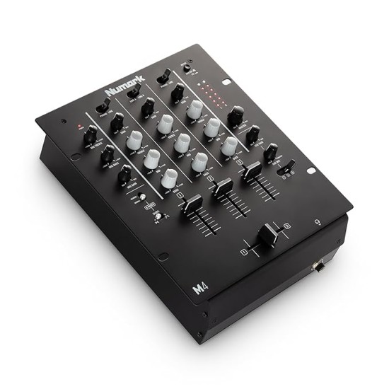 Numark M4 |3-Channel Rack Mountable Scratch DJ Mixer, Combo Jack Connection, with 3-Band EQ, Club-Ready Inputs, Mic Input and Reverse/Slope Controls, Black Numark M4 |3-Channel Rack Mountable Scratch DJ Mixer, Combo Jack Connection, with 3-Band EQ, Club-Ready Inputs, Mic Input and Reverse/Slope Controls, Black