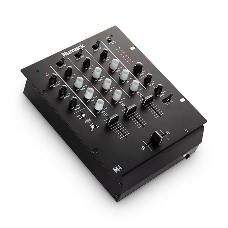 Numark M4 |3-Channel Rack Mountable Scratch DJ Mixer, Combo Jack Connection, with 3-Band EQ, Club-Ready Inputs, Mic Input and Reverse/Slope Controls, Black Numark M4 |3-Channel Rack Mountable Scratch DJ Mixer, Combo Jack Connection, with 3-Band EQ, Club-Ready Inputs, Mic Input and Reverse/Slope Controls, Black