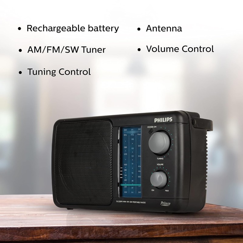 Philips Radio DL225/94 with MW/SW/FM Bands,450mW RMS Sound output Battery:3xR20 battery and 4.5V DC Socket1 Philips Radio DL225/94 with MW/SW/FM Bands,450mW RMS Sound output Battery:3xR20 battery and 4.5V DC Socket1