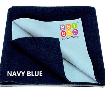 BeyBee Cotton Waterproof Quick Dry Sheet for Baby| Bed Pad Anti-Piling Fleece Extra Absorbent Washable Matress Protector| Baby Bed Protector Sheet for Toddler Children, Small Size, 50X70Cm, Dark Blue