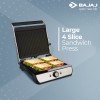 Bajaj Majesty Grill Ultra 2000W 4-Slice Grill Sandwich Maker | 180 Open Grill | Adjustable Hinge and Temperature Control | Non-Stick Coated Plate | Drip Oil Collector | 2-Yr Warranty by Bajaj | Black