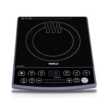 Havells Induction Cooktop (Electric Stove) Et-X Ceramic Plate |1900W | Indian Menu Option | Voltage Surge Protector | Auto Shutoff | Over Heat Protection | 2 Years Coil Manufacturing Warranty (Gray)