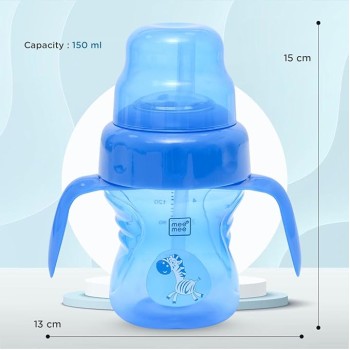 Mee Mee Anti Spill, Interchangeable Sipper/Sippy Cup 150ml with Soft Silicone Spout and Straw BPA Free, 6m+ (Blue) Mee Mee Anti Spill, Interchangeable Sipper/Sippy Cup 150ml with Soft Silicone Spout and Straw BPA Free, 6m+ (Blue)