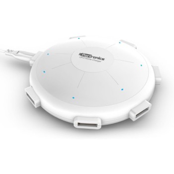 (Refurbished) Portronics POR 343 UFO USB Home Charger 6 Ports 8A Charging Station for Smartphones and Tablets - White