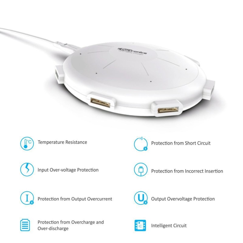 (Refurbished) Portronics POR 343 UFO USB Home Charger 6 Ports 8A Charging Station for Smartphones and Tablets - White (Refurbished) Portronics POR 343 UFO USB Home Charger 6 Ports 8A Charging Station for Smartphones and Tablets - White